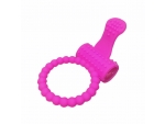 Розовое силиконовое эрекционное кольцо с вибрацией и язычком #330393