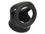 Черное тройное эрекционное кольцо Alpha Liquid Silicone Dual Cage & Ring #339734