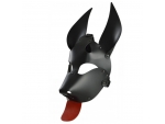 Черная кожаная маска "Дог" с красным языком #347436