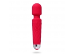 Красный жезловый вибромассажер с рифленой ручкой - 20,4 см. #357503