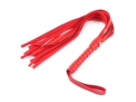 Красная многохвостая плеть с петлей на рукояти - 55 см. #358122