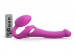 Ярко-розовый безремневой страпон Multi Orgasm Size S с клиторальной стимуляцией #367645