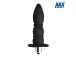 Черный силиконовый анальный вибратор Sex Expert - 13 см. #369469