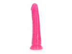 Розовый люминесцентный фаллоимитатор на присоске - 17,5 см. #370576