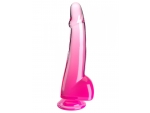 Розовый фаллоимитатор с мошонкой на присоске 10’’ Cock with Balls - 27,9 см. #373379