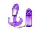 Фиолетовый вибростимулятор с шипами на головке - 14,3 см. #375833
