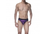 Фиолетовые блестящие мужские трусы-стринги #378009