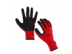 Черно-красные нейлоновые перчатки с резиновым обливом (размер 10) #387386