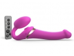 Ярко-розовый безремневой страпон Multi Orgasm Size M с клиторальной стимуляцией #397666