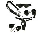 Набор фиксаций: наручники, наножники, плетка, маска и фиксация на женские половые органы #45368