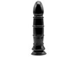 Чёрный анальный фаллоимитатор с рёбрышками - 25,4 см.
