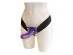 Фиолетовый женский страпон на эластичных ремешках - 16 см. #45955