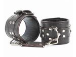 Коричневые кожаные наручники на металлической цепочке #45994
