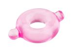 Розовое эрекционное кольцо с ушками для удобства надевания BASICX TPR COCKRING PINK #46985