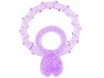 Фиолетовое кольцо с подхватом мошонки и клиторальным язычком BASICX TPR DOUBLE COCKRING #46986