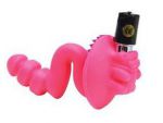 Розовый вагинальный стимулятор с щёточкой и вибропулей Bear Hugs #47285
