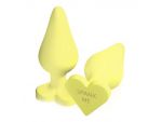 Жёлтая анальная пробка с сердечком в основании NAUGHTY CANDY HEART SPANK ME - 8,8 см. #48034