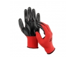 Черно-красные садовые нейлоновые перчатки с резиновым обливом (размер 10) #400100