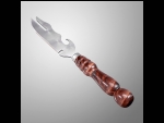 Нож-вилка «Фигурная» с узором и деревянной ручкой - 30 см. #401896