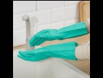 Зеленые неопреновые хозяйственные перчатки с ХБ-напылением (размер S) #408163