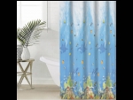 Синяя штора для ванной комнаты «Рыбки» (180х180 см) #409553