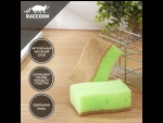 Набор из 2 зеленых губок для мытья посуды «ЭКО-стиль» из крупнопористого поролона и экосизаля #410155