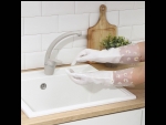 Белые хозяйственные перчатки с манжетой и подкладом (размер L) #410165
