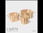 Набор из 3 деревянных интерьерных корзин ручной работы #410420