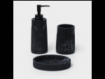 Набор черных аксессуаров для ванной: дозатор, мыльница, стакан #410634
