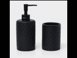 Набор для ванной из 2 черных предметов: дозатор, стакан #410635