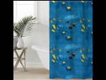 Синяя штора для ванны «Рыбки» (180х180 см) #411884