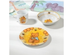 Набор детской посуды из керамики Доляна «Медвежонок и мёд», 3 предмета: кружка 230 мл, миска 400 мл, тарелка d=18 см, цвет белый #412788