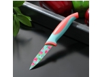 Нож кухонный с антиналипающим покрытием Доляна «Цветочки», лезвие 8 см #412840