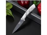 Нож овощной Доляна «Мрамор», лезвие 9 см, цвет белый #412918