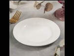 Белая фарфоровая пирожковая тарелка с утолщённым краем (диаметр 15 см) #413005