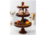 Трёхъярусная ваза для фруктов и сладостей из натурального кедра Mаgistrо, 47 см, цвет шоколадный #414959