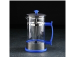 Чайник заварочный френч - пресс Доляна «Риц», 600 мл, стекло, цвет синий #415803