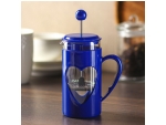 Чайник заварочный френч - пресс Доляна «Комплимент», 350 мл, стекло, цвет синий #415905