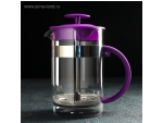Чайник заварочный френч - пресс Доляна «Гарсон», 800 мл, стекло, цвет фиолетовый #416048