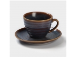 Чайная пара фарфоровая Magistro Garland, 2 предмета: чашка 200 мл, блюдце d=14,2 см, цвет синий #416806