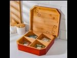 Ящик для хранения чайных пакетиков «Цветочный» с 4 отделениями (24,5х24,5х5,3 см) #417530