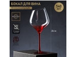 Бокал из стекла для вина Magistro «Иллюзия», 540 мл, 10×24 см, цвет ножки красный #417560