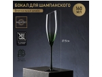 Бокал из стекла для шампанского Magistro «Иллюзия», 160 мл, 5,5×27,5 см, на зелёной ножке #417563