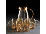 Набор для напитков из стекла Magistro «Голден», 5 предметов: кувшин 1,8 л, 4 кружки 300 мл, цвет золотой #417579