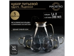 Набор для напитков из стекла Magistro «Дарк. Льдинка», 5 предметов: кувшин 1,6 л, 4 кружки 300 мл, цвет серый #417581