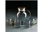Набор для напитков из стекла Magistro «Дарк. Ромб», 5 предметов: кувшин 1,6 л, 4 кружки 350 мл, цвет серый #417602