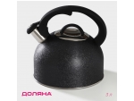 Чайник со свистком из нержавеющей стали Доляна Snow, 3 л, индукция, цвет чёрный #418904