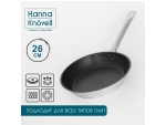 Сковорода из нержавеющей стали Hanna Knövell, d=26 см, h=5 см, толщина стенки 0,6 мм, длина ручки 25 см, антипригарное покрытие, индукция #419178