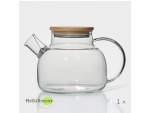 Чайник заварочный стеклянный с бамбуковой крышкой и металлическим фильтром BellaTenero «Эко», 1 л #424506