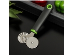 Нож для пиццы и теста двухсторонний Доляна Lime, 17×7,5 см, цвет чёрно-зелёный #425525